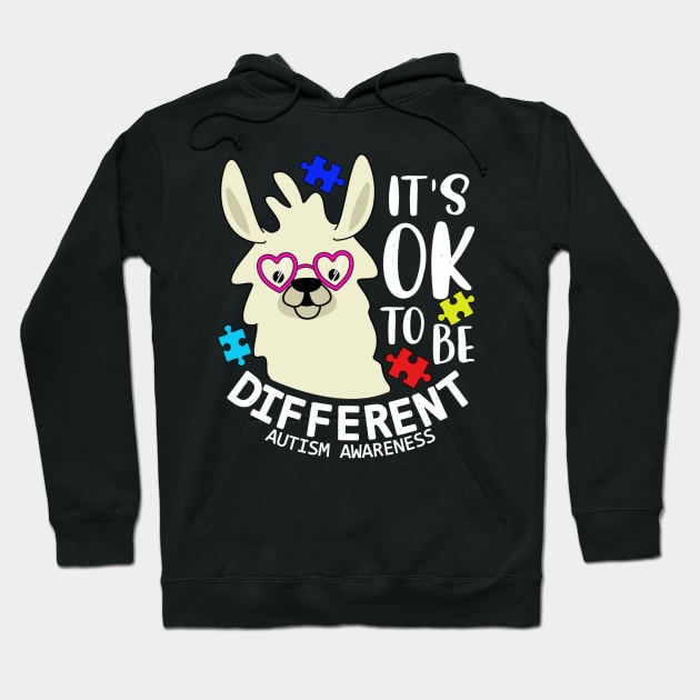 Llama Autism Awareness Hoodie Its OK to be different Alpaca Hoodie by craiglimu